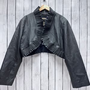 Ashley Stewart Great Women of Style Black Cropped Genuine Leather Jacket Size 3X